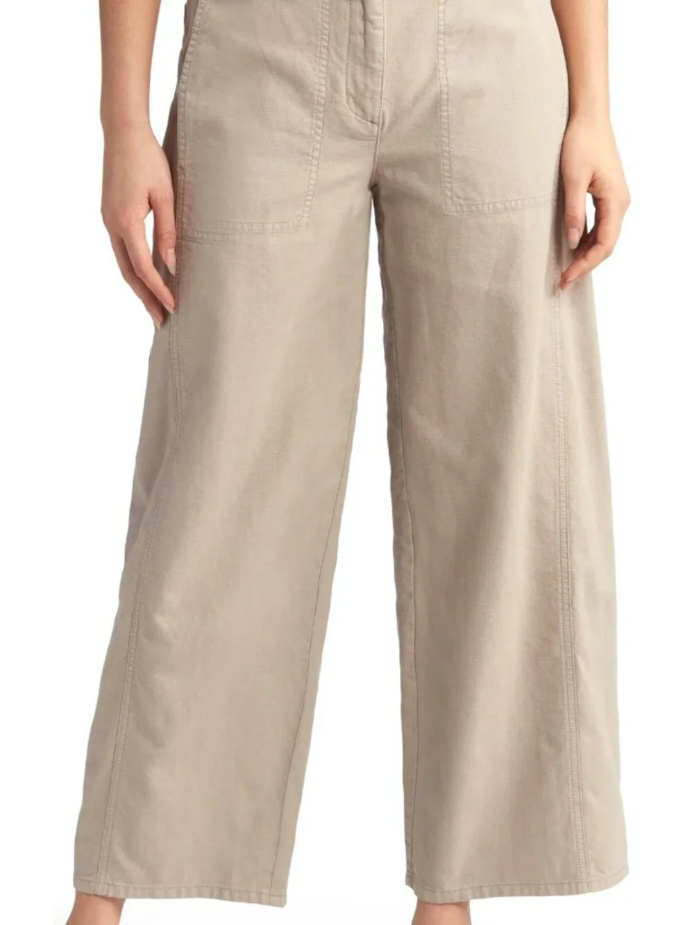 Eileen Fisher Women's Crop Organic Cotton Hemp Wide Leg Pants Briar Size M - Picture 1 of 6